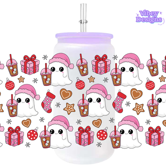 Uv Dtf Wrap For 16oz Libbey Glass - Xmas Ghost