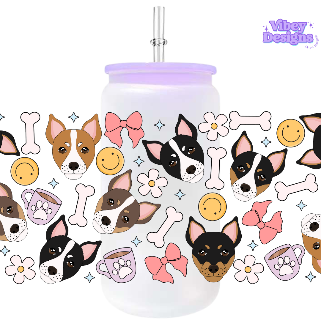 Uv Dtf Wrap For 16oz Libbey Glass - Doggos & Bows