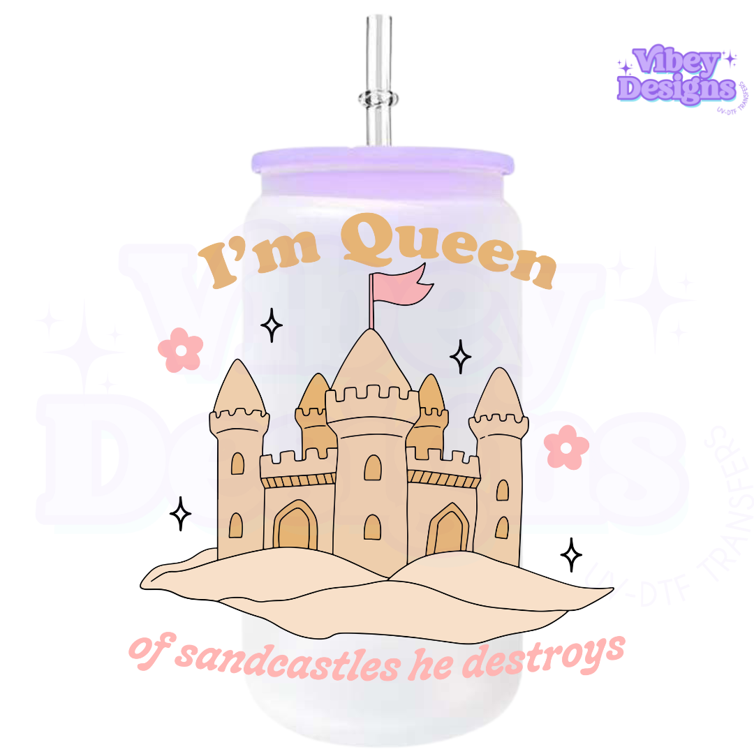 RTS UV-DTF Transfer for Bottle, Glass, Mug, Diary - Queen Of Sandcastles