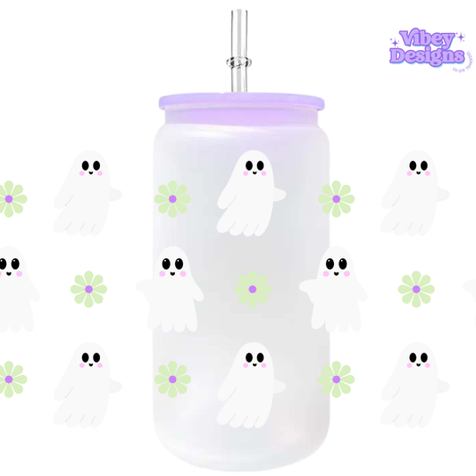 Uv Dtf Wrap For 16oz Libbey Glass - Ghosty Flowers