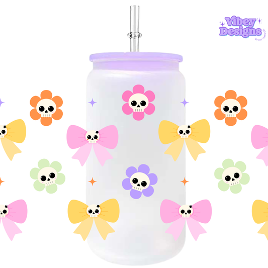 Uv Dtf Wrap For 16oz Libbey Glass - Flowers and Bows