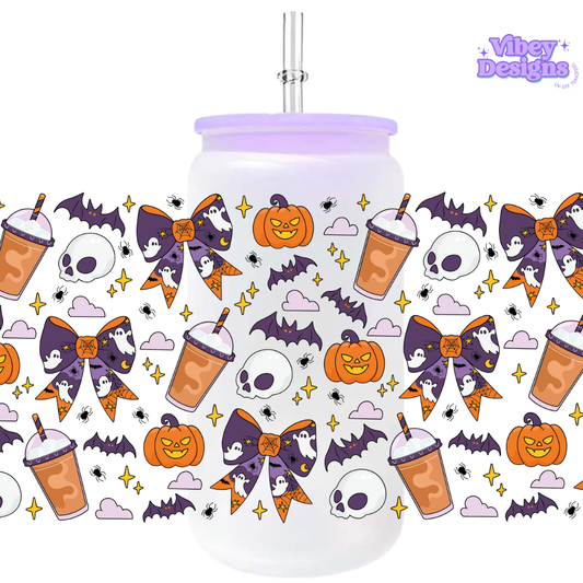 Uv Dtf Wrap For 16oz Libbey Glass - Spooky Coffee