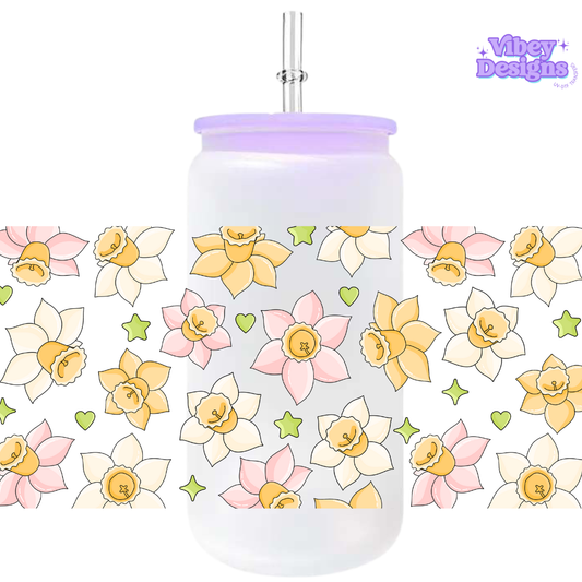 Uv Dtf Wrap For 16oz Libbey Glass - Daffodils