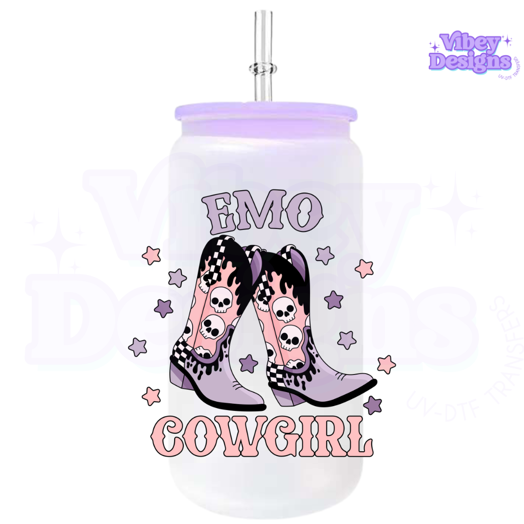 RTS UV-DTF Transfer for Bottle, Glass, Mug, Diary - Emo Cowgirl