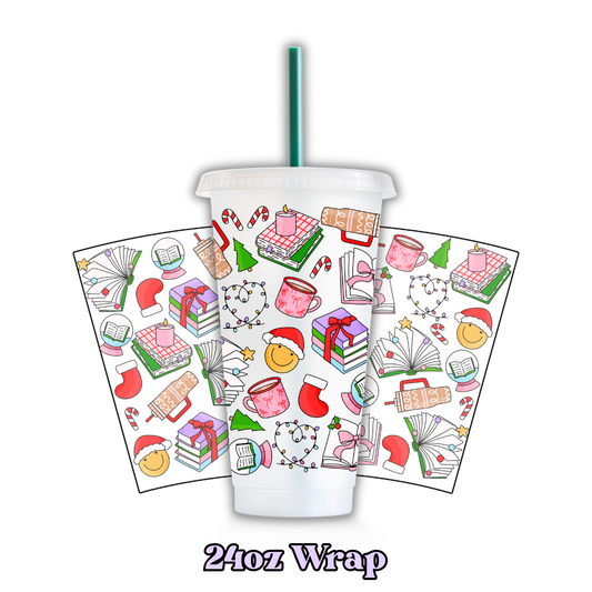 Uv Dtf Wrap For 24oz Cold Cup - Xmas Reader