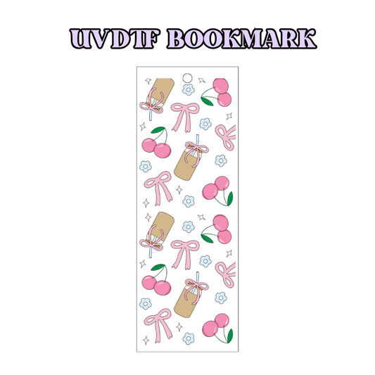 UV-DTF Bookmark Transfer - Bows, Coffee & Cherries