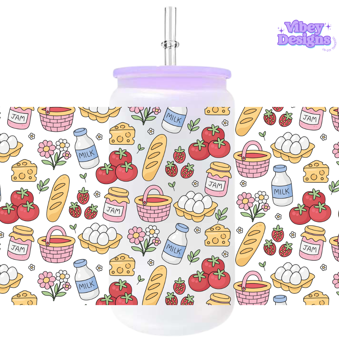 Uv Dtf Wrap For 16oz Libbey Glass - #G123 Farmers Market