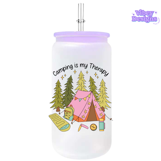 UV-DTF Transfer for Bottle, Glass, Mug, Diary - Camping is my therapy