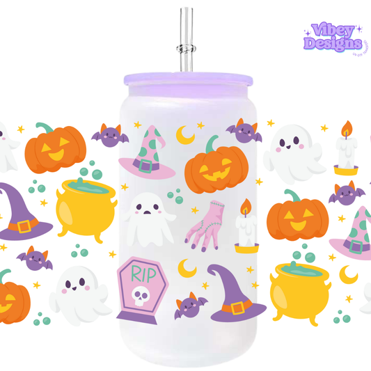 Uv Dtf Wrap For 16oz Libbey Glass - Spooky Things