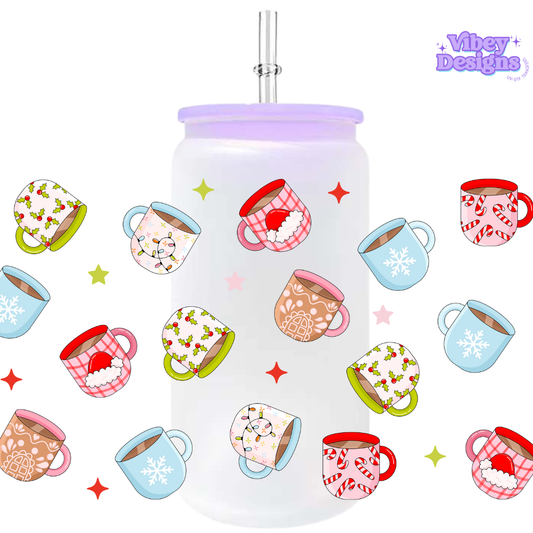 Uv Dtf Wrap For 16oz Libbey Glass - Festive Drinks