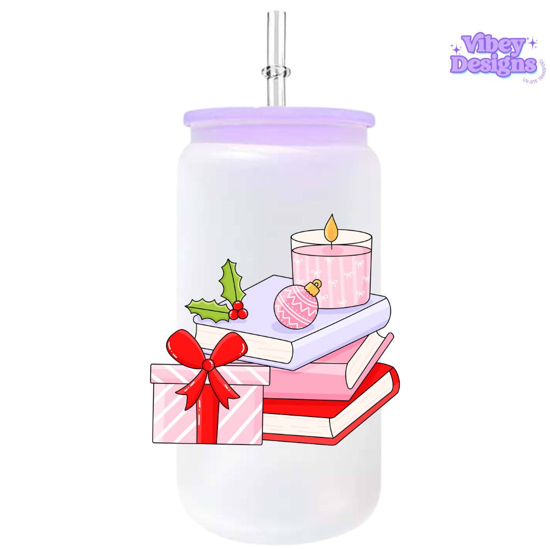 UV-DTF Transfer for Bottle, Glass, Mug, Diary - Christmas Book Candle