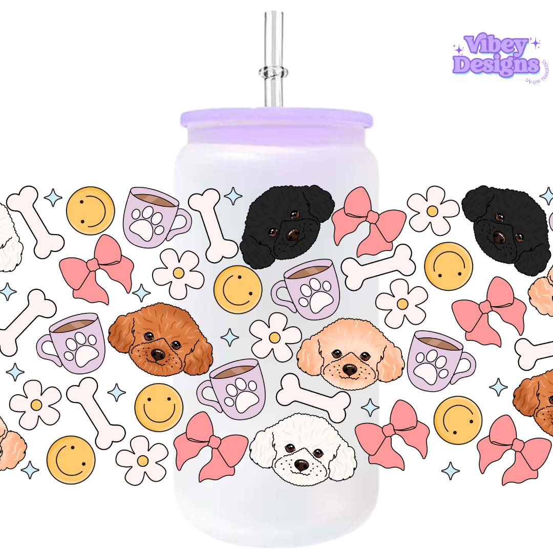 Uv Dtf Wrap For 16oz Libbey Glass - Doggos & Bows