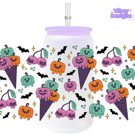 Uv Dtf Wrap For 16oz Libbey Glass - Spooky Icecreams