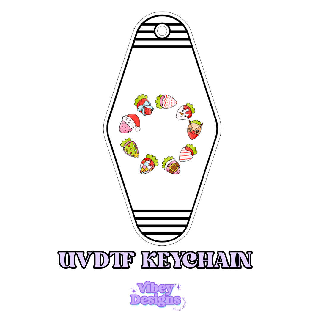 RTS Motel Keychain | Shot glass Decal - Festive Strawberries