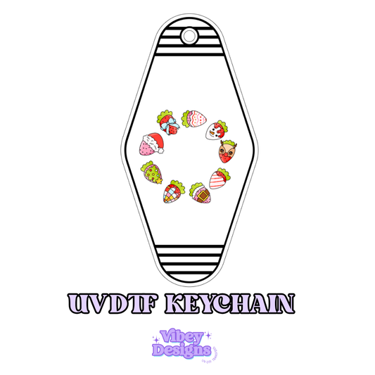 RTS Motel Keychain | Shot glass Decal - Festive Strawberries