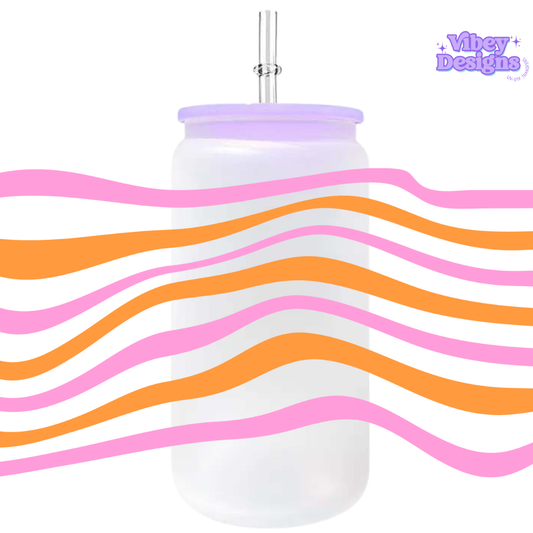 Uv Dtf Wrap For 16oz Libbey Glass - Pink Stripes