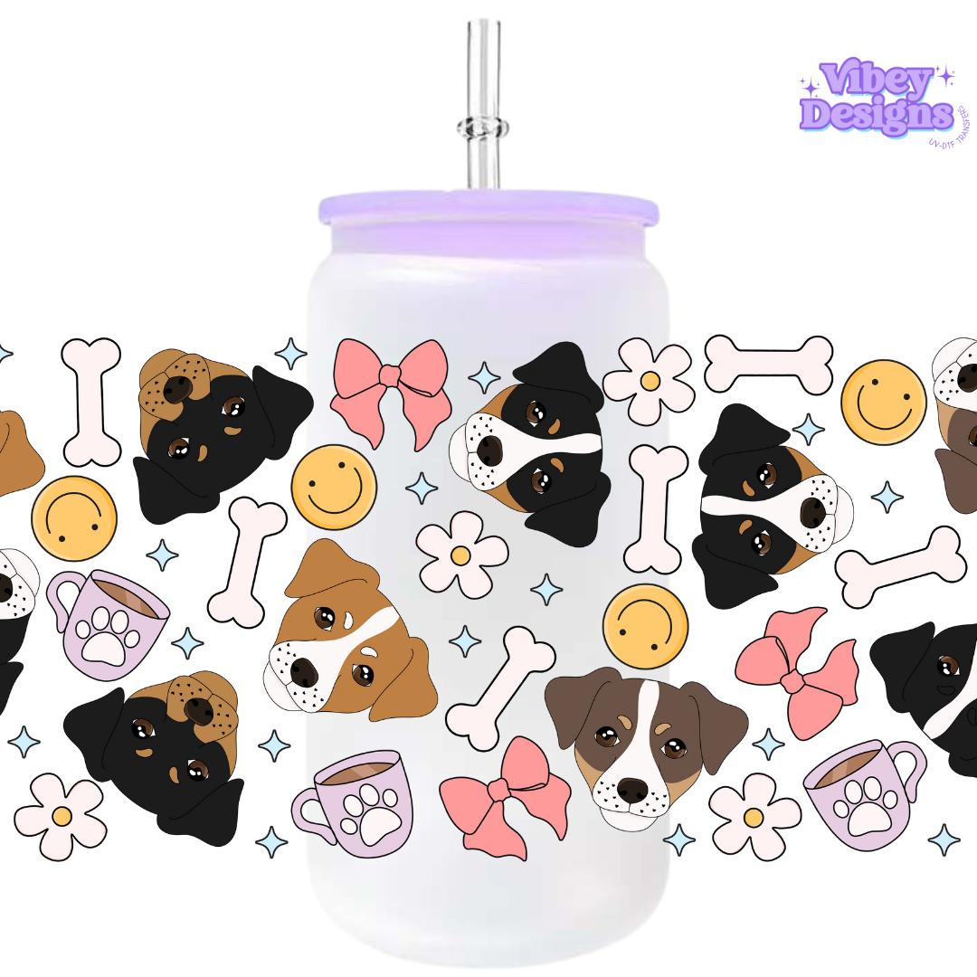 Uv Dtf Wrap For 16oz Libbey Glass - Doggos & Bows