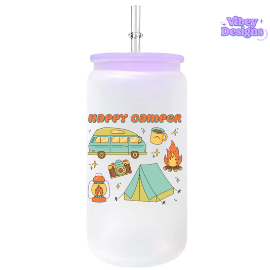 UV-DTF Transfer for Bottle, Glass, Mug, Diary - Happy Camper