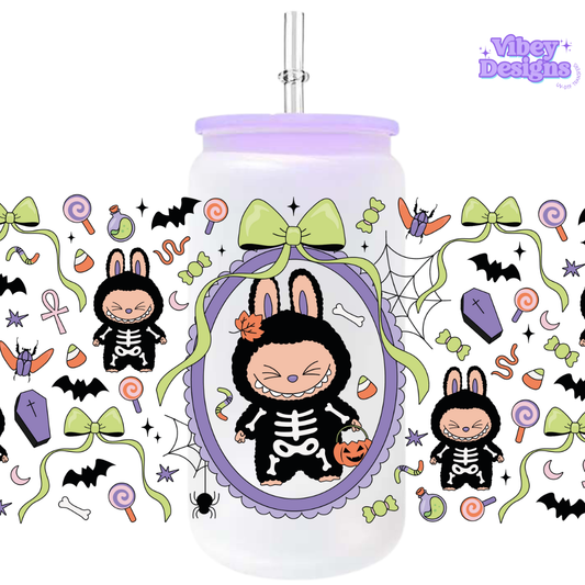 Uv Dtf Wrap For 16oz Libbey Glass - Bubu Skeleton