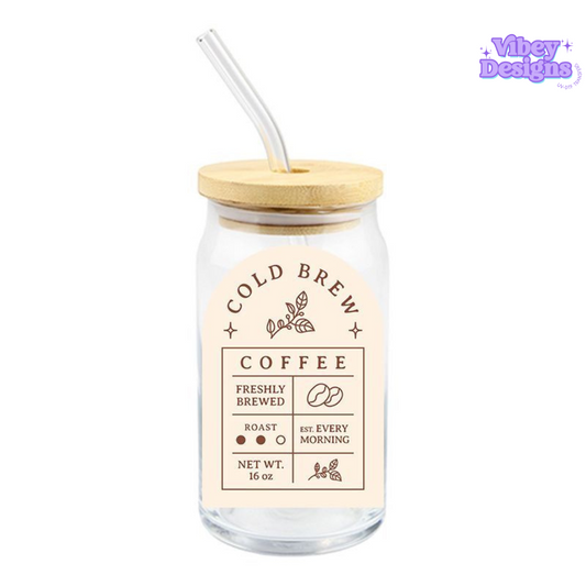 RTS UV-DTF Transfer for Bottle, Glass, Mug, Diary - Cold Brew Coffee