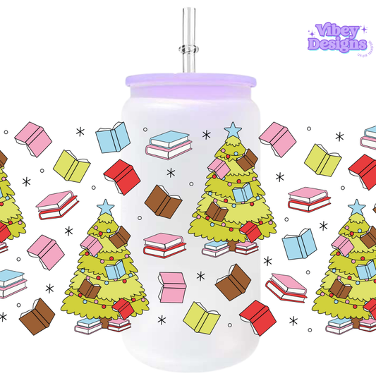 Uv Dtf Wrap For 16oz Libbey Glass - Bookmas Tree