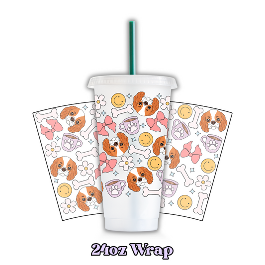 Uv Dtf Wrap For 24oz Cold Cup - Doggos & Bows