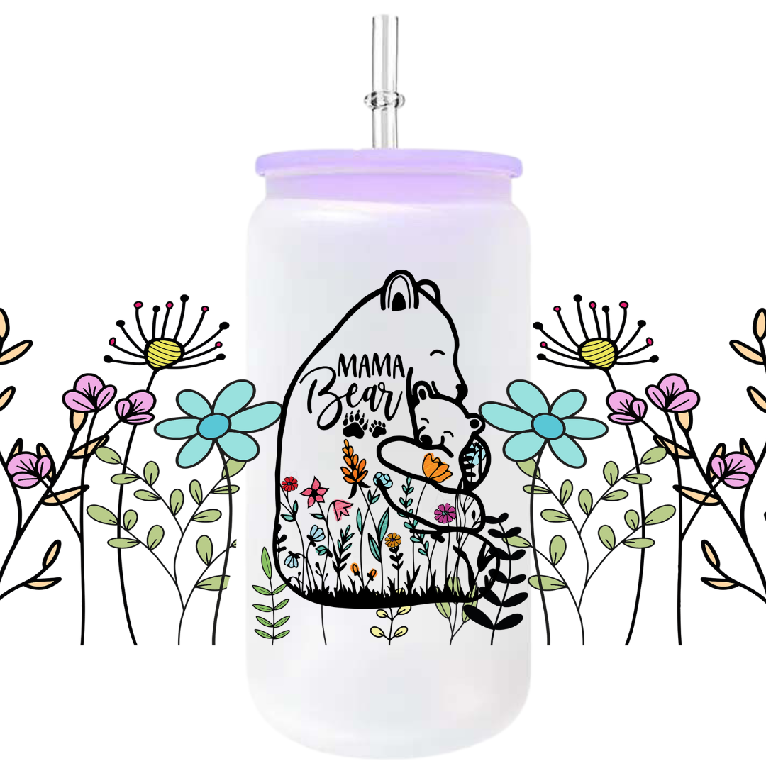 Uv Dtf Wrap For 16oz Libbey Glass - Mama Bear