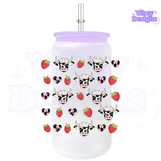 RTS UV-DTF Transfer for Bottle, Glass, Mug, Diary - Strawberry Cows