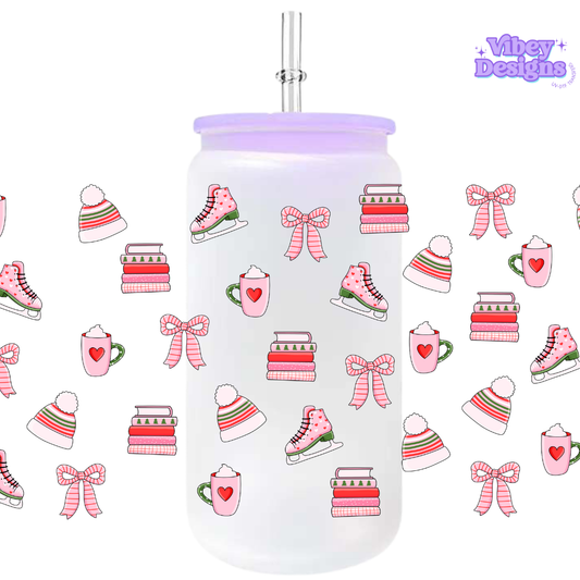 Uv Dtf Wrap For 16oz Libbey Glass - Christmas Bookish