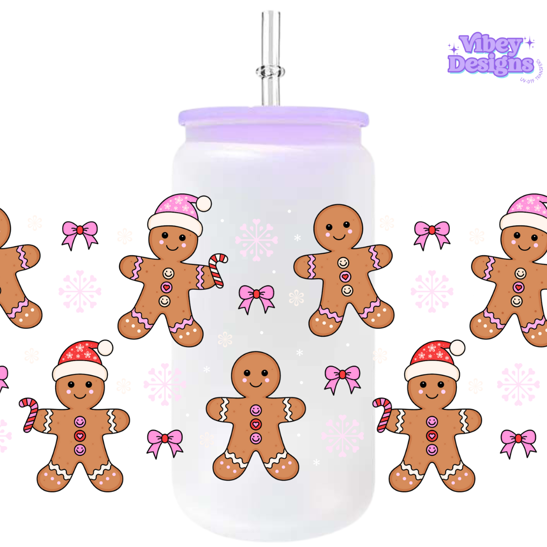 Uv Dtf Wrap For 16oz Libbey Glass - Gingerbread Girlies