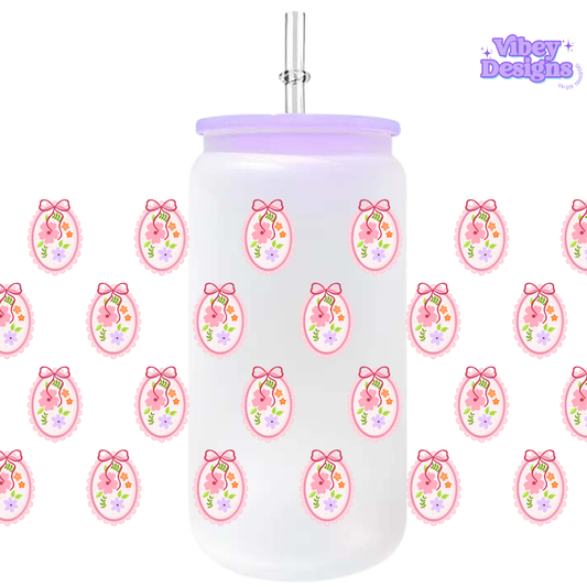 Uv Dtf Wrap For 16oz Libbey Glass - Flower Frame