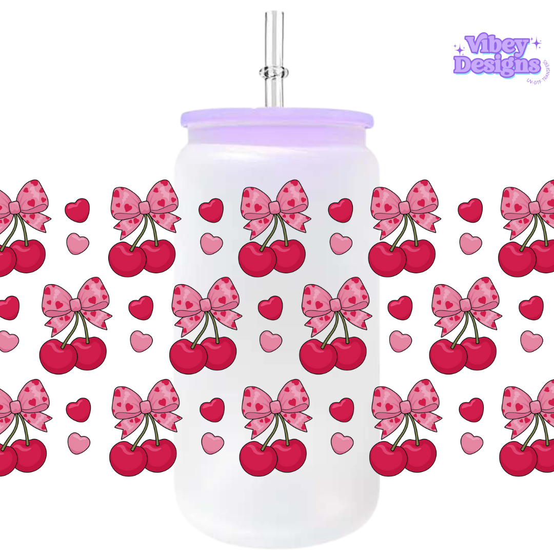 Uv Dtf Wrap For 16oz Libbey Glass - Valentines Cherries