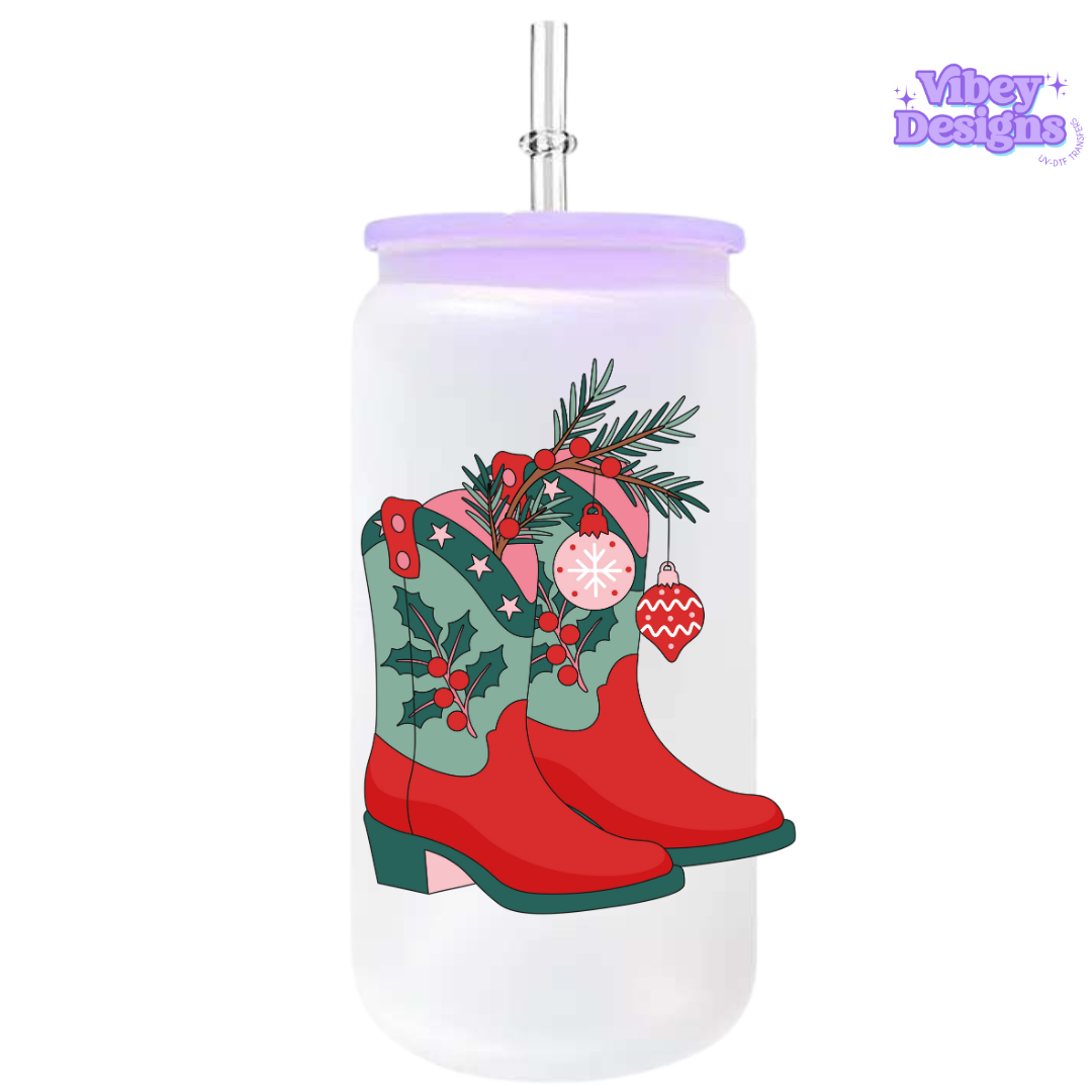 UV-DTF Transfer for Bottle, Glass, Mug, Diary - Christmas boots