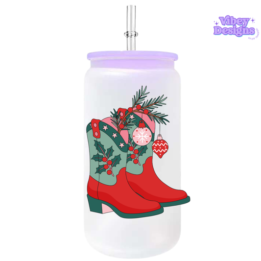 UV-DTF Transfer for Bottle, Glass, Mug, Diary - Christmas boots