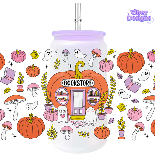 Uv Dtf Wrap For 16oz Libbey Glass - Fall Bookstore