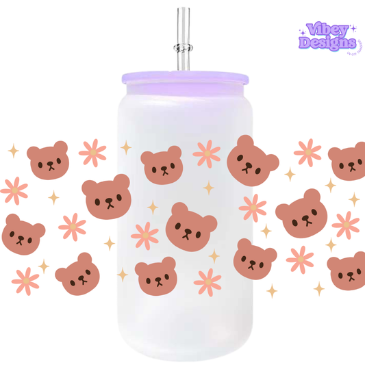 Uv Dtf Wrap For 16oz Libbey Glass - Kawaii Bears