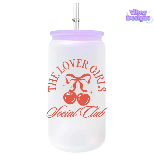 UV-DTF Transfer for Bottle, Glass, Mug, Diary - Lover girl social club (red)