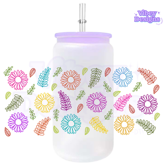 Uv Dtf Wrap For 16oz Libbey Glass - Spring Flowers