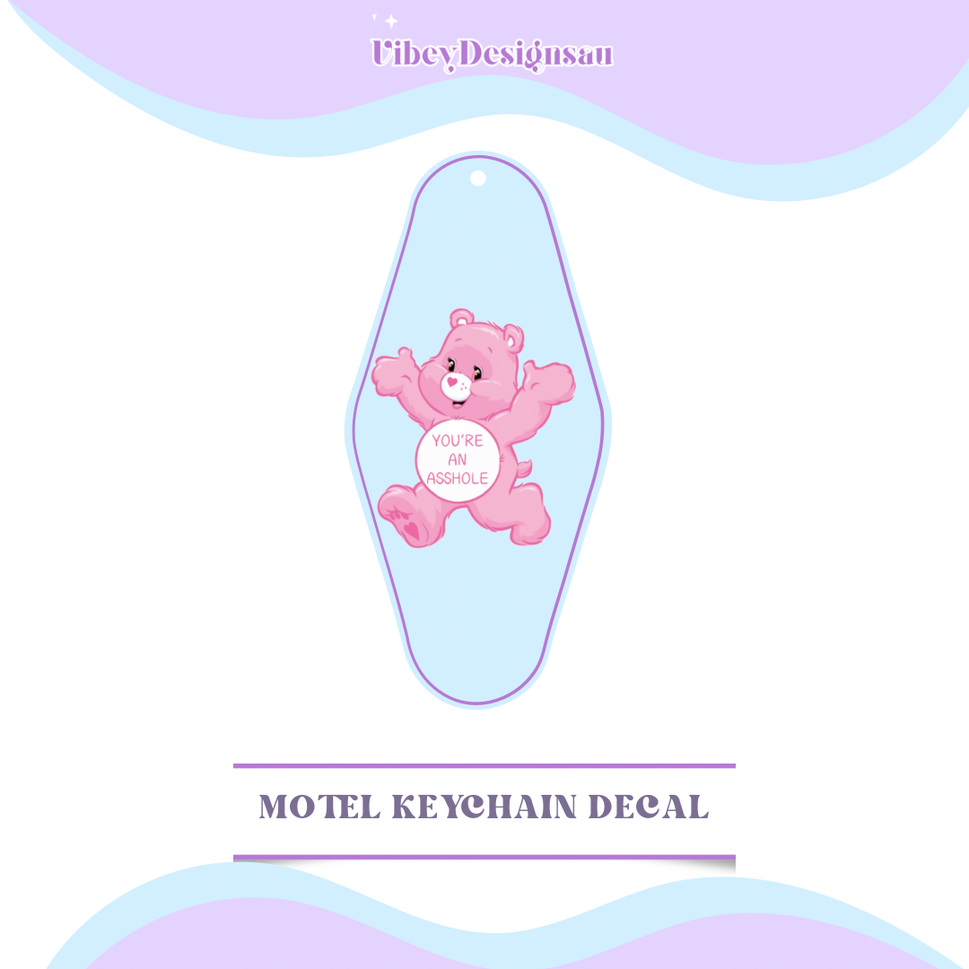 RTS Motel Keychain | Shot glass Decal - Swear Bear Pink