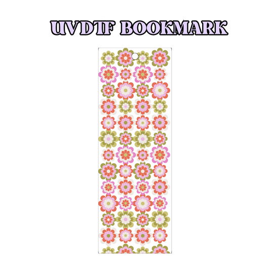 UV-DTF Bookmark Transfer - Pink & Green Flowers