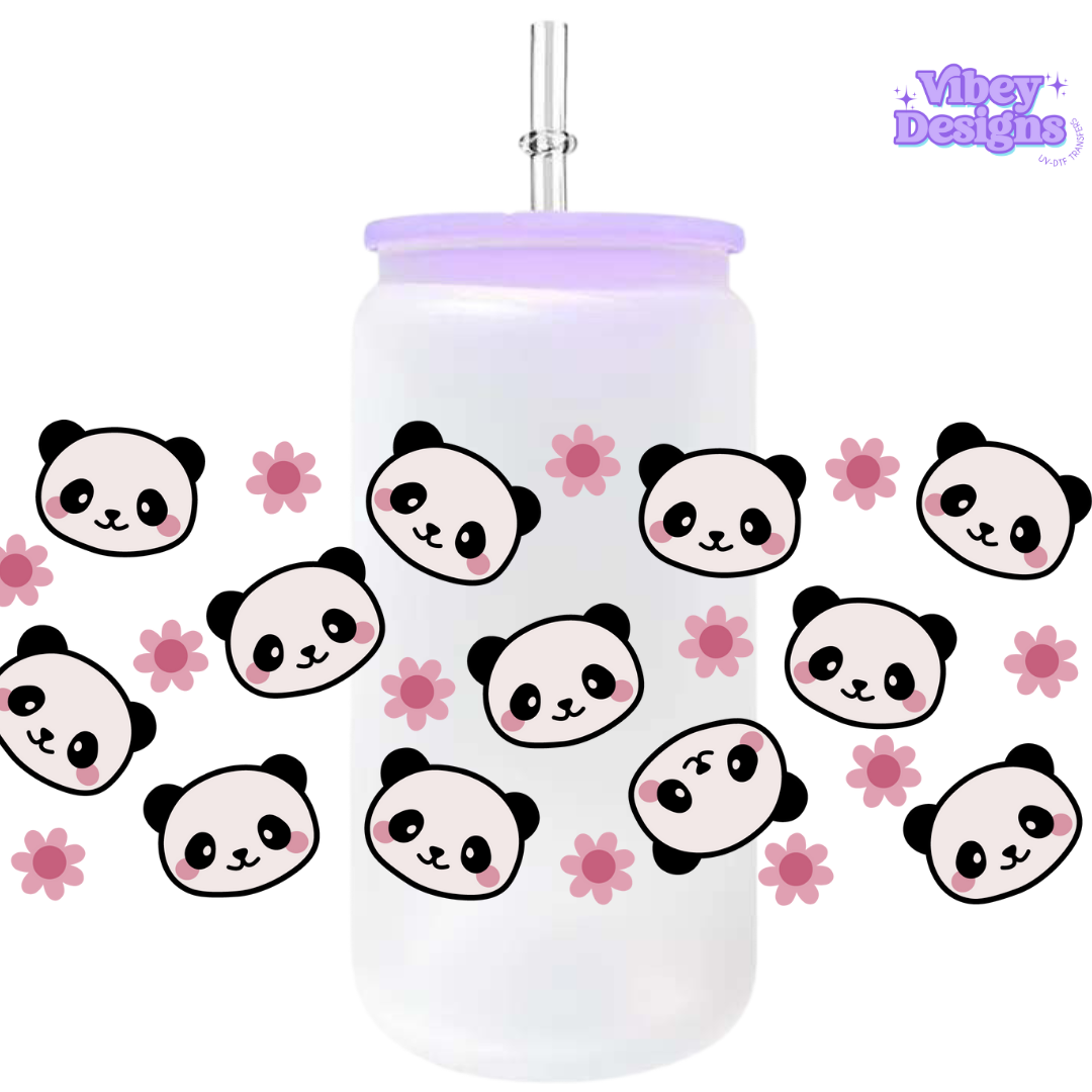 Uv Dtf Wrap For 16oz Libbey Glass - Kawaii Panda