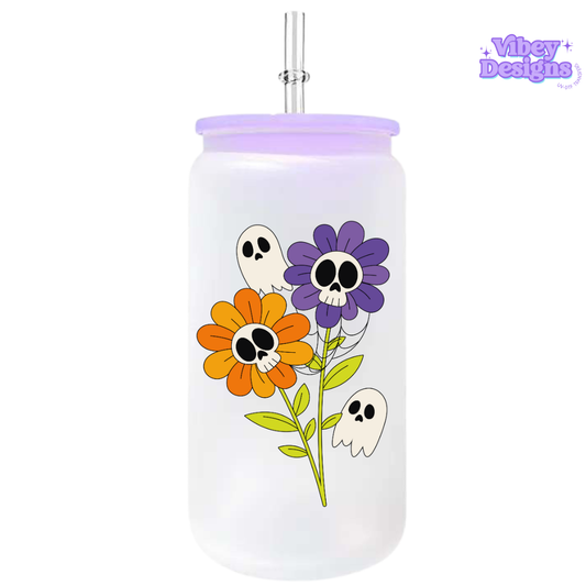 UV-DTF Transfer for Bottle, Glass, Mug, Diary - Spooky Flowers