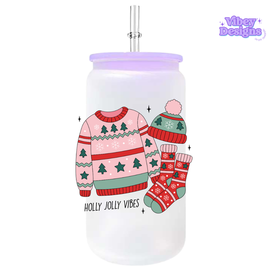 UV-DTF Transfer for Bottle, Glass, Mug, Diary - Holly jolly vibes