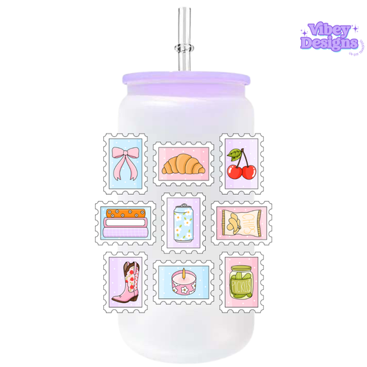 UV-DTF Transfer for Bottle, Glass, Mug, Diary - Stamps