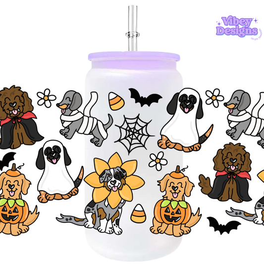 Uv Dtf Wrap For 16oz Libbey Glass - Spooky Pups