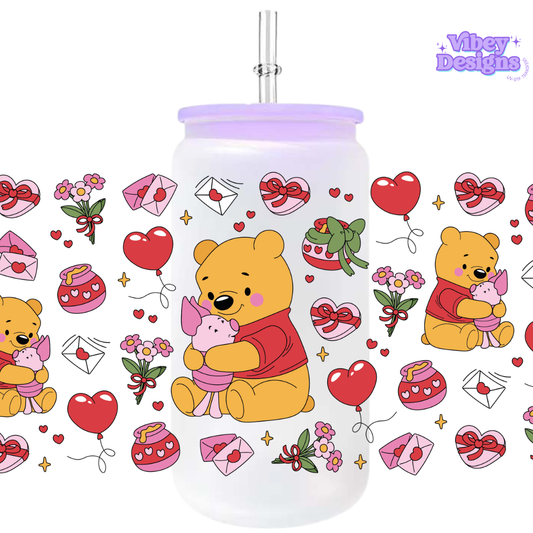 Uv Dtf Wrap For 16oz Libbey Glass - #VAL26 Valentines Bear
