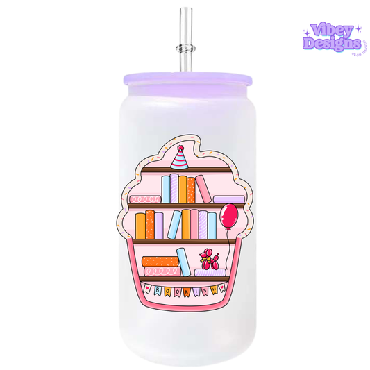 UV-DTF Transfer for Bottle, Glass, Mug, Diary - Bookish Cupcake