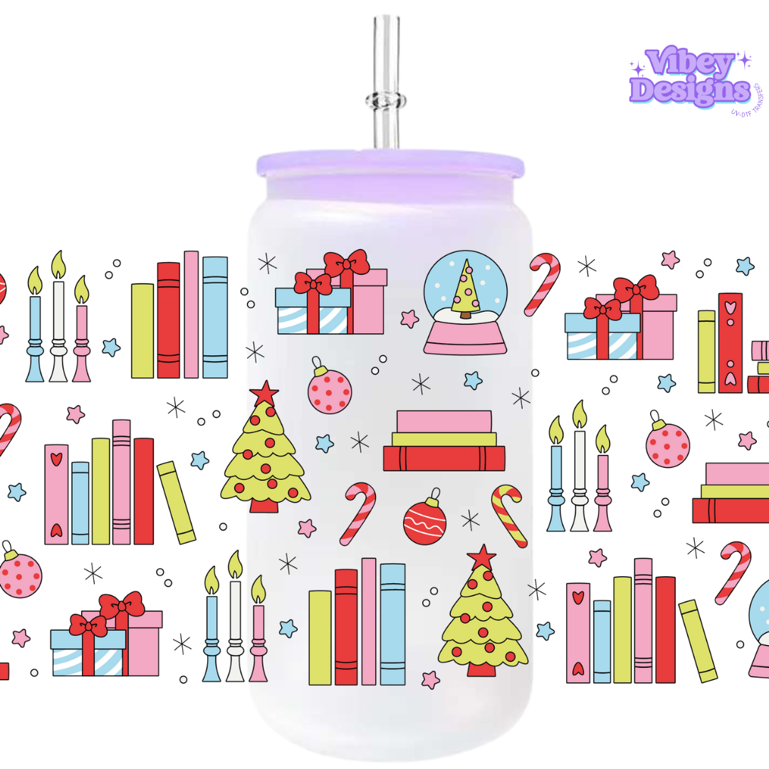 Uv Dtf Wrap For 16oz Libbey Glass - Christmas Books