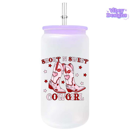 UV-DTF Transfer for Bottle, Glass, Mug, Diary - Short & Sweet Cowgirl