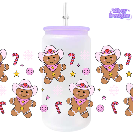 Uv Dtf Wrap For 16oz Libbey Glass - Howdy Gingerbread